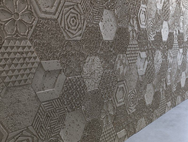 Panneau Mural en Polyuréthane Imitation Ciment avec Décor Hexagonal