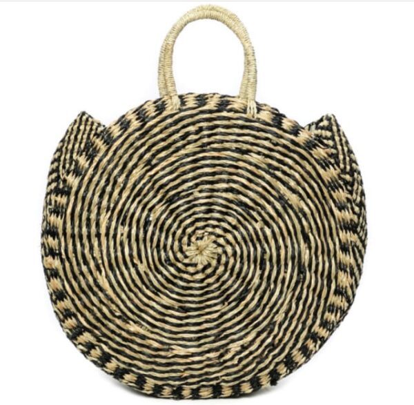 The Seagrass Twisted Roundi Bag - Natural Black - L