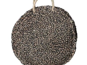 The Seagrass Spotted Roundi Bag - Natural Black - L