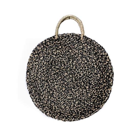 The Seagrass Spotted Roundi Bag - Natural Black - M