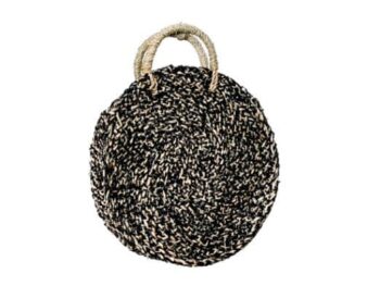 The Seagrass Spotted Roundi Bag - Natural Black - S