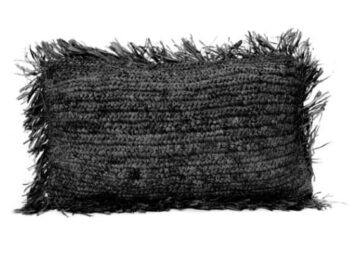 The Raffia Cushion Rectangular - Black