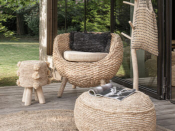 The Raffia Flores Pouffe - Natural