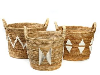 The Banana Stitched Baskets - Natural White - SET3