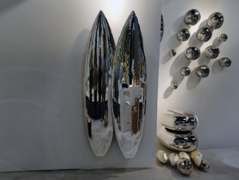 Planches de surf décoratives Chrome Surfboard Fuoriluogo Milano argent miroir