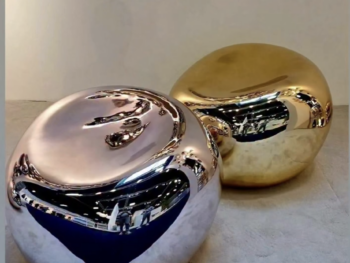 Pouf design chromé Otto Fuoriluogo Milano argent et or miroir
