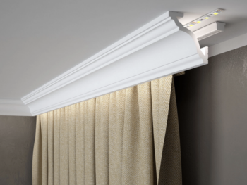 Corniche de plafond MD213 en polyuréthane avec éclairage LED indirect