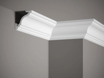 Corniche de plafond MD213 en polyuréthane installation en angle Mardom Decor