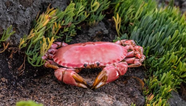 crabe en porcelaine rouge