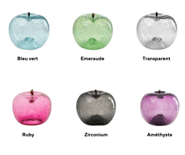 pommes transparentes dans toutes les variations de couleurs