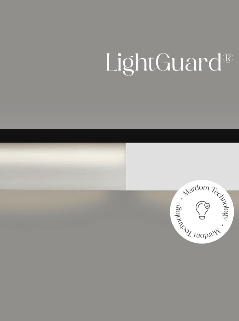 Technologie LightGuard Mardom Decor pour corniches LED sans fuite de lumière.